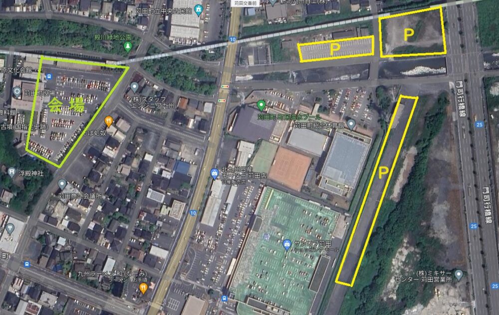 会場と駐車場の地図