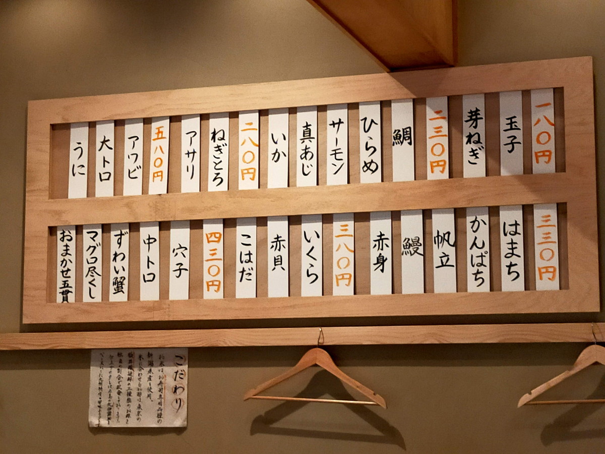 寿司メニュー