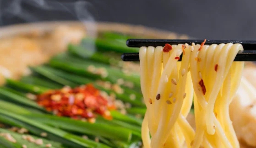 もつ鍋のアップ