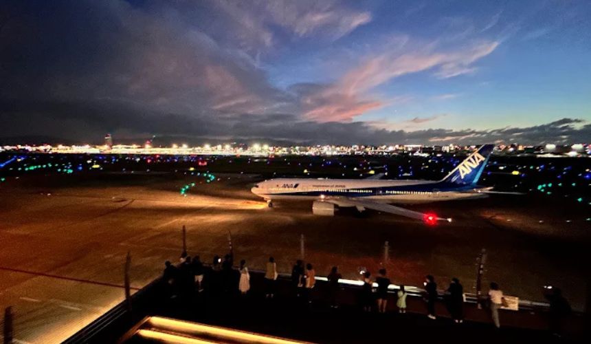 飛行機と夜景